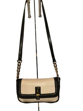 Emma Fox Black/Cream - Gold Toned Crossbody Leather Bag